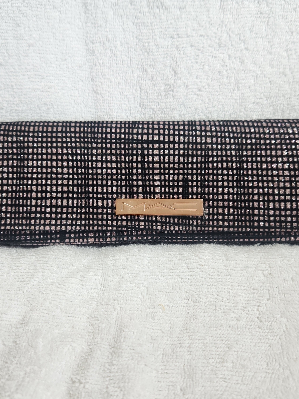MAC Cosmetics Black Mesh Phone Case with Rose Gold Logo Plate